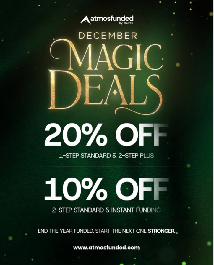 Atmos Funded has announced its December Magic Deals, giving traders a chance to access discounted evaluation and funding options.